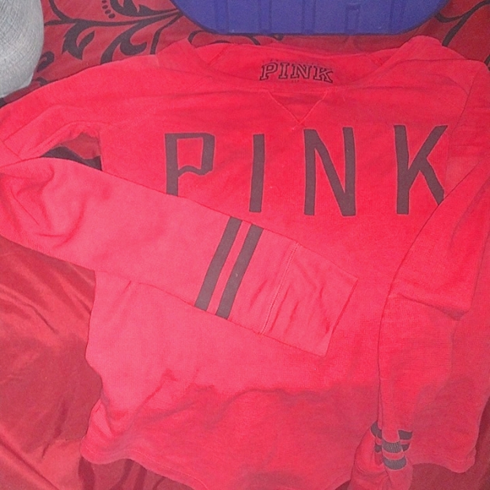Victoria secret long sleeve shirt red with black letters